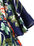 Stunning Slit Tropical Print Maxi Wrap Dress