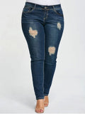 Stunning Plus Size Ripped Pencil Jeans