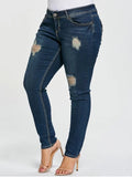 Stunning Plus Size Ripped Pencil Jeans
