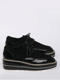 Chic Stitching Zipper Embellishment Wedge Shoes