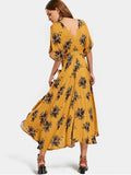 Beautiful Batwing Floral Cut Out Maxi Dress