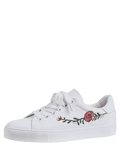 Trendy Faux Leather Flower Embroidery Athletic Shoes