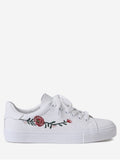 Trendy Faux Leather Flower Embroidery Athletic Shoes