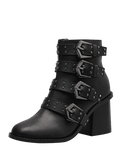 Fashion Block Heel Buckle Straps Ankle Boots
