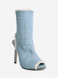 Fashion Peep Toe Denim Stiletto Heel Boots