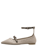Trendy Buckle Strap Stud Ankle Strap Flats