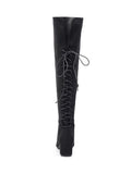 Trendy Chunky Heel Lace Up Over The Knee Boots