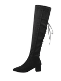 Trendy Chunky Heel Lace Up Over The Knee Boots