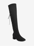 Trendy Chunky Heel Lace Up Over The Knee Boots