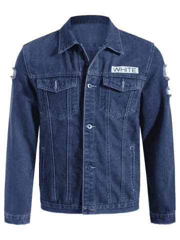 Cheap Graphic Ripped Denim Jacket