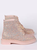 Fashion Lace Up Glitter Short Boots