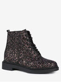 Fashion Lace Up Glitter Short Boots