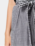 Pretty Belted Checked Midi A Line Skirt