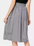 Chic Belted Checked Midi A Line Skirt