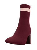Pretty Color Block Striped Pointed Toe Boots