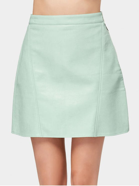 Cute Side Zip Faux Leather Mini Skirt