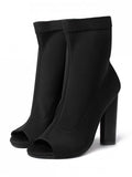 Fashion Chunky Heel Peep Toe Ankle Boots