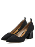 Trendy Chunky Heel Pointed Toe Stripes Pumps