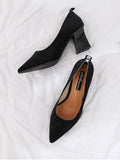 Trendy Chunky Heel Pointed Toe Stripes Pumps