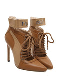 Stitching Pointed Toe Stiletto Ankle Boots
