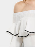Cute Off Shoulder Flounce Tiered Sleeve Blouse