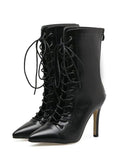 Trendy Pointed Toe Stiletto Criss Cross Boots
