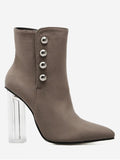 Fashion Chunky Heel Transparent Stud Ankle Boots