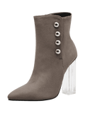 Fashion Chunky Heel Transparent Stud Ankle Boots
