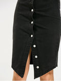 Trendy Asymmetrical Button Up Denim Skirt