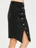Trendy Asymmetrical Button Up Denim Skirt