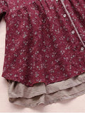 Pretty Plunging Neck Button Up Tiny Floral Blouse