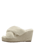 Fashion Faux Fur Criss Cross Wedge Heel Slippers