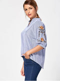 Cute Embroidery Stand Collar Blouse