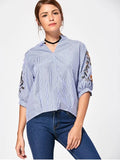Cute Embroidery Stand Collar Blouse