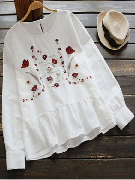 Stunning Floral Embroidered Cut Out Blouse