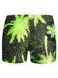 Trendy Leaf Print Swim Trunks