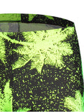 Trendy Leaf Print Swim Trunks