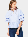Gorgeous Tiered Sleeve Bow Tie Blouse