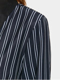 Trendy Long Sleeve Belted Stripes Blazer