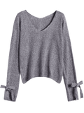 Gorgeous V Neck Bow Tied Sweater