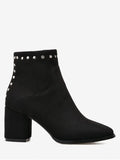 Trendy Rivet Chunky Heel Pointed Toe Ankle Boots