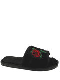 Trendy Faux Fur Embroidery Flower Open Toe Slippers