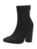 Chic Pointed Toe Denim Chunky Boots