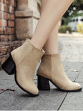 Trendy Faux Suede Block Heel Ankle Boots