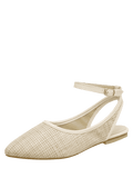 Pretty Slingback Straw Ankle Strap Flat Shoes