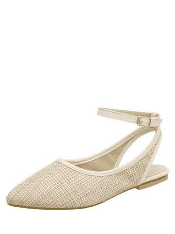 Pretty Slingback Straw Ankle Strap Flat Shoes