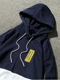 Trendy Hooded Color Block Embroidered Appliques Pullover Hoodie