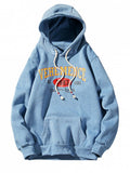Fashion Hooded Graphic Print Fleece Pullover Hoodie