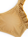 Fashion Frilled Stripe Bikini Set