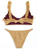 Fashion Frilled Stripe Bikini Set